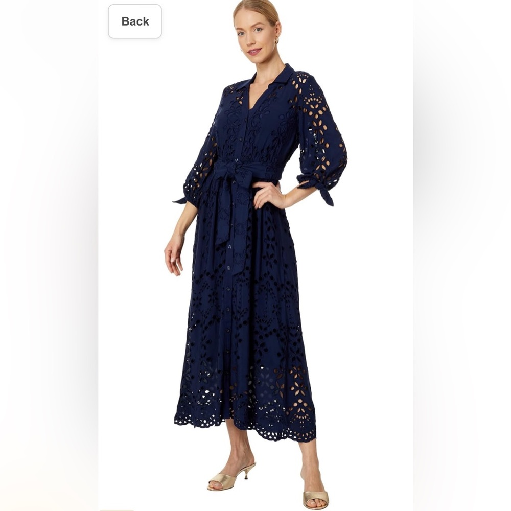 Lilly Pulitzer Navy Eyelet Midi Dress
